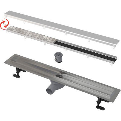 Водоотводящий желоб ALCAPLAST FIT&GO APZ13-DOUBLE9-950 с двухсторонней решеткой DOUBLE